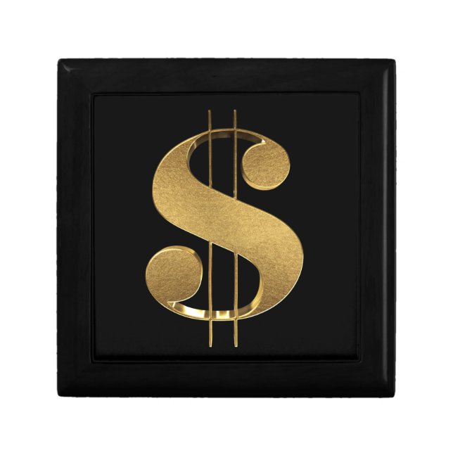Faux Gold 3D Dollar Sign Gift Box (Front)