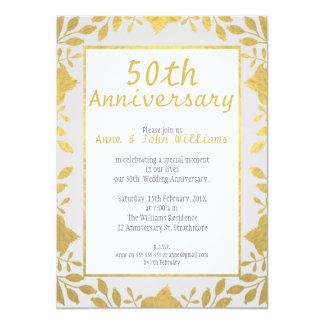 Faux Gold 50th Wedding Anniversary Invitation