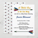 Faux Gold A Wild One Tribal Arrow Baby Shower Card