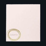 Faux Gold Abstract Circle Design Blush Pink Name Notepad<br><div class="desc">An abstract scribble circle design in faux gold on a light blush pink background personalized with your name in gray modern lettering.</div>