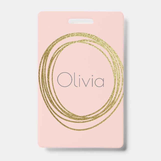 Faux Gold Abstract Circle Design with Name Badge (Front)