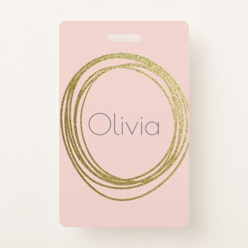 Faux Gold Abstract Circle Design with Name Badge