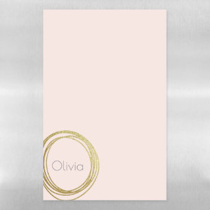 Faux Gold Abstract Circle Design with Name Magnetic Dry Erase Sheet