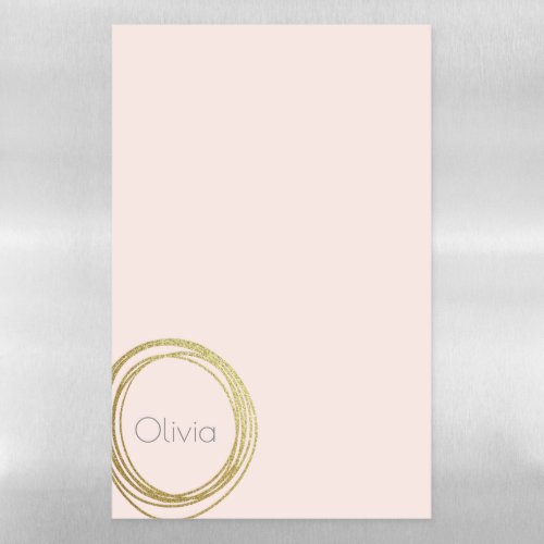 Faux Gold Abstract Circle Design with Name Magnetic Dry Erase Sheet
