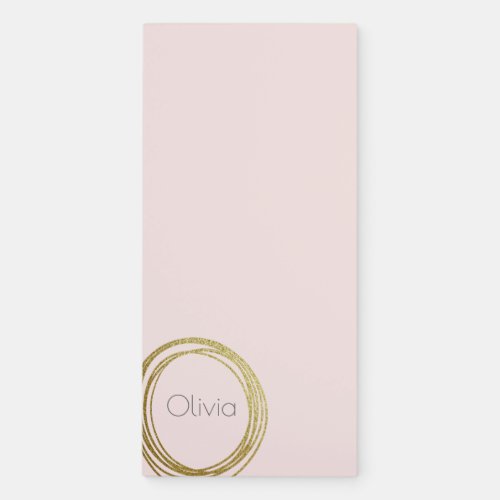 Faux Gold Abstract Circle Design with Name Magnetic Notepad
