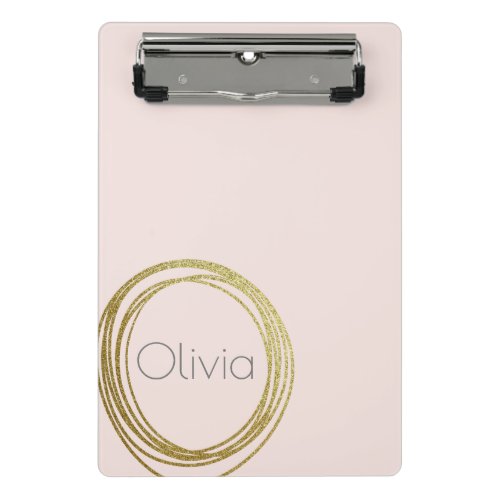 Faux Gold Abstract Circle Design with Name Mini Clipboard