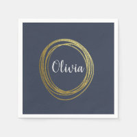 Faux Gold Abstract Circle Design with Name