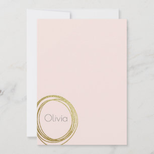 Faux Gold Abstract Circle Design with Name Note Card