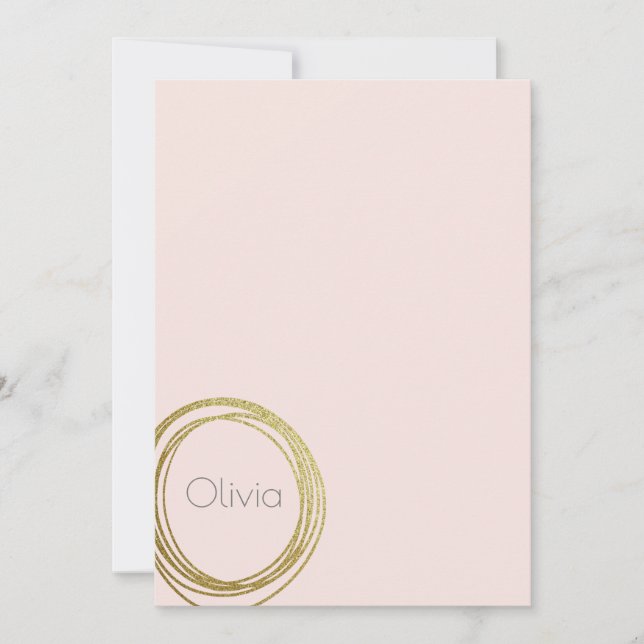 Faux Gold Abstract Circle Design with Name Note Card (Front)