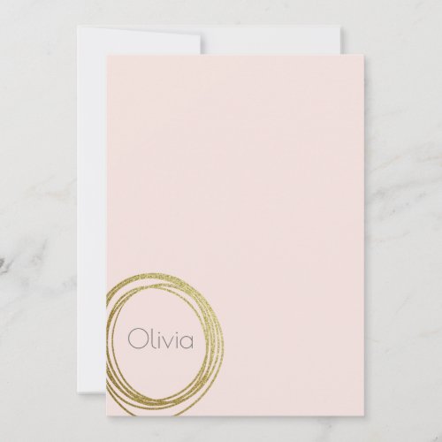 Faux Gold Abstract Circle Design with Name Note Card