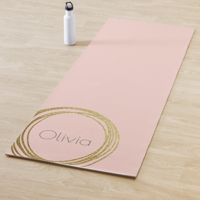 Faux Gold Abstract Circle Design with Name Yoga Mat