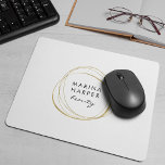 Faux Gold Abstract Logo Mouse Pad<br><div class="desc">Chic personalized mousepad displays your business name or choice of custom text in black,  inside a faux gold foil abstract circle element on a white background.</div>