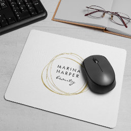 Faux Gold Abstract Logo Mouse Pad