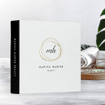 Faux Gold Abstract Monogram Logo 3 Ring Binder<br><div class="desc">Keep track of your product inventory, appointments, customer data and more with our chic black and white binder. Design features your initial(s) or monogram in calligraphy script inside a faux gold foil abstract circle element. Personalize with two lines of custom text beneath, and add additional custom text to the spine....</div>