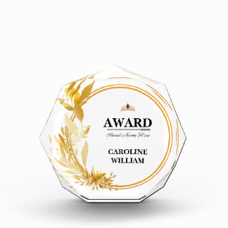 Faux Gold Add Logo Business Custom Details Acrylic Award