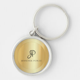 Faux Gold Add Your Name Elegant Modern Template Keychain