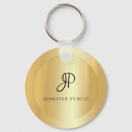 Faux Gold Add Your Text Elegant Template Modern Keychain
