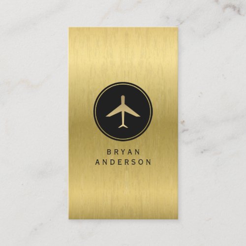 Faux Gold Airplane Business Card