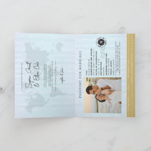 Faux Gold Airplane Passport Destination Wedding Invitation
