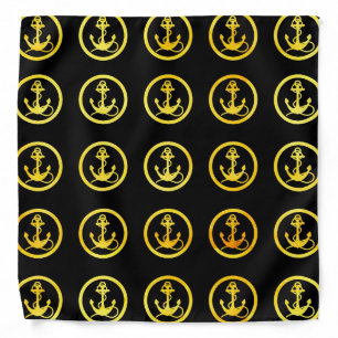 Faux gold anchors on black bandana