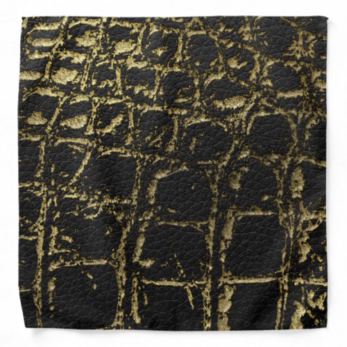 Faux Gold and black Crocodile Snake Skin Bandana