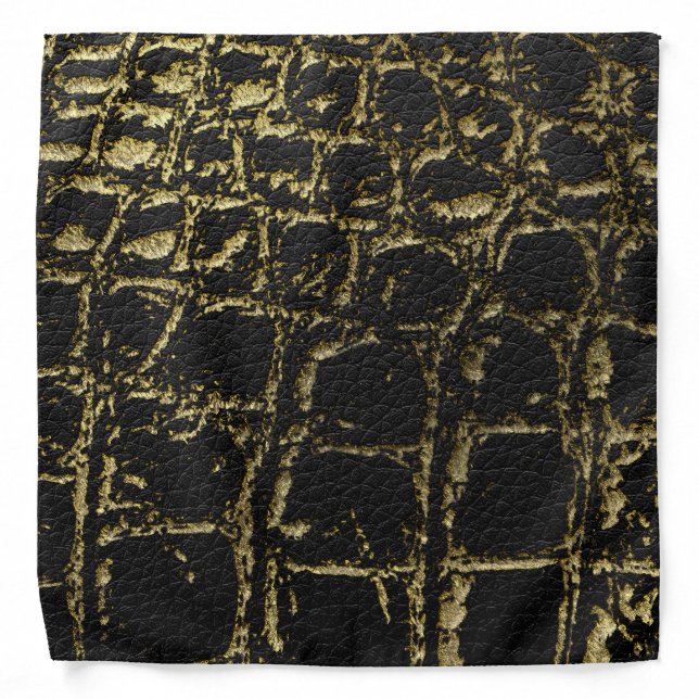 Faux Gold and black Crocodile /Snake Skin Bandana (Front)