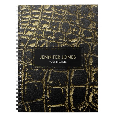 Faux Gold and black Crocodile Snake Skin Notebook