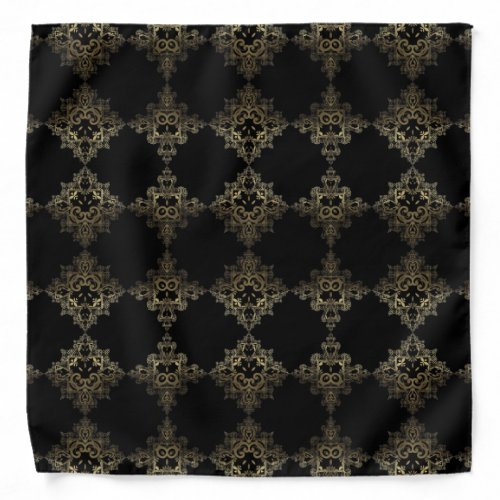 Faux Gold and Black Decorative Pattern Bandana