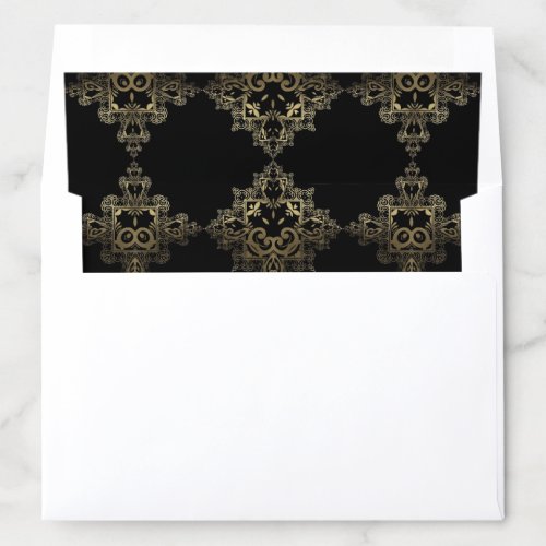 Faux Gold and Black Decorative Pattern Envelope Liner