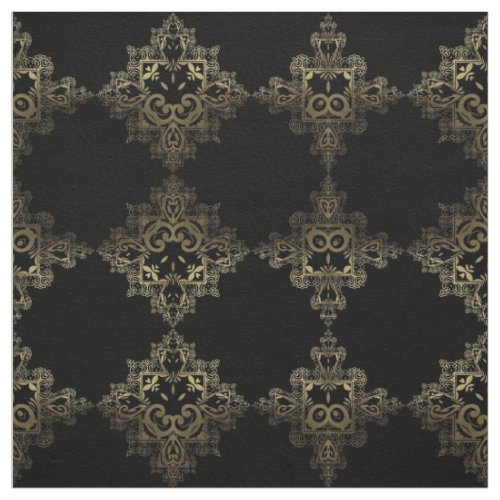 Faux Gold and Black Decorative Pattern Fabric