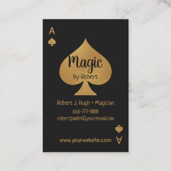 Faux Gold And Black Spade Ace Poker Magician Business Card by dadphotography at Zazzle
