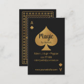 Faux Gold and Black Spade Ace Poker Magician Business Card (Front/Back)