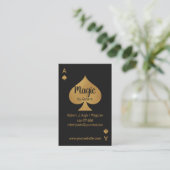 Faux Gold and Black Spade Ace Poker Magician Business Card (Standing Front)