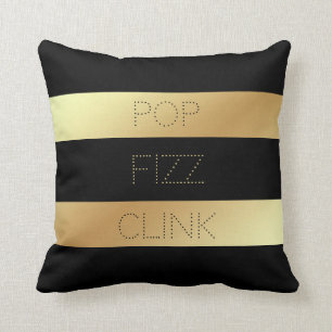 Faux Gold and Black Stripes   Pop Fizz Clink Throw Pillow