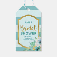 Faux Gold and Mint Floral Bridal Shower Gift Tags