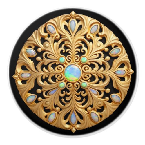 Faux Gold and Opal Ceramic Knob