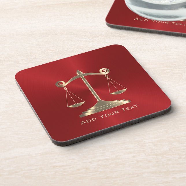 Faux Gold and Red Metallic - Lawyer Beverage Coaster (Left Side)