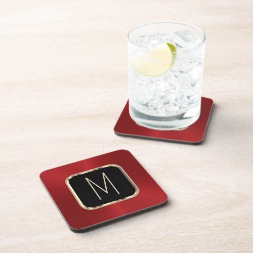 Faux Gold and Red Metallic Look Beverage Coaster