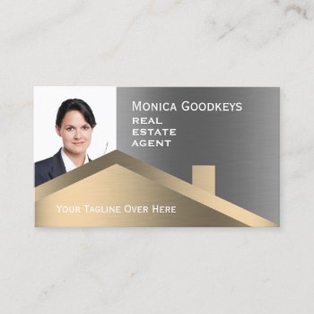 Faux Gold And Silver Metallic Realty  Business Card by TwoFatCats at Zazzle