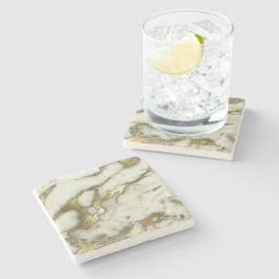 FAUX gold and white marble Stone Coaster