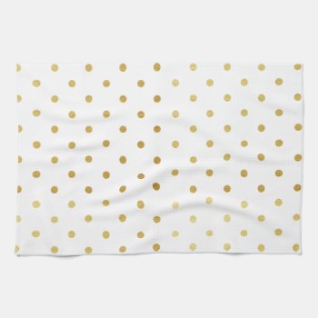Faux Gold And White Polka Dots Kitchen Towel by DifferentStudios at Zazzle
