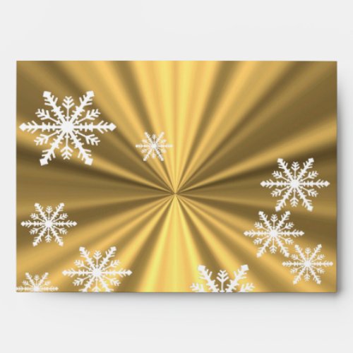 Faux gold and  white snowflakes Christmas design Envelope