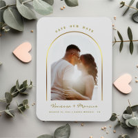 Faux Gold Arch Wedding Photo Save The Date