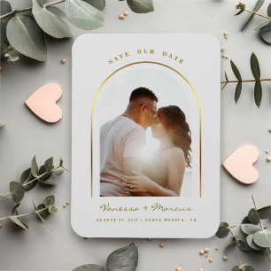 Faux Gold Arch Wedding Photo Save The Date Magnet