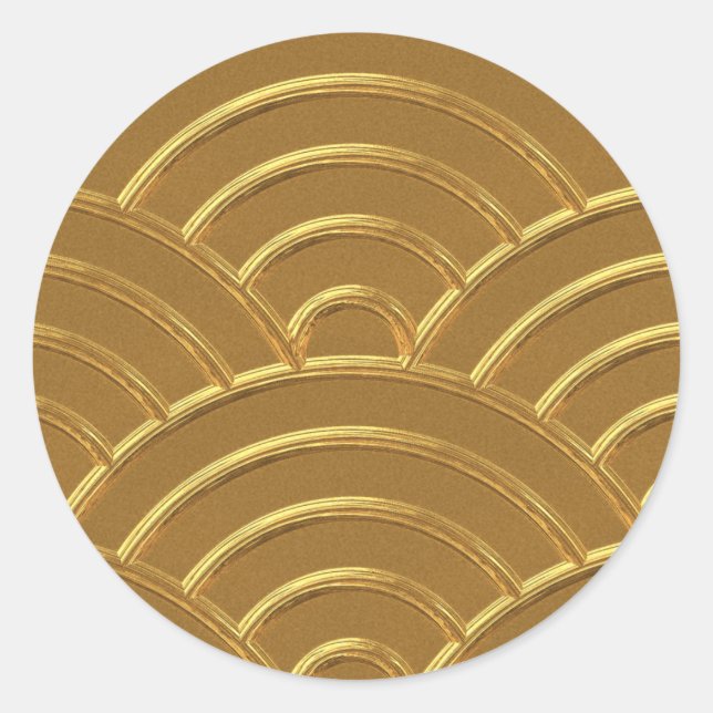Faux Gold Art Deco Arch Seigaiha Envelope Seal (Front)