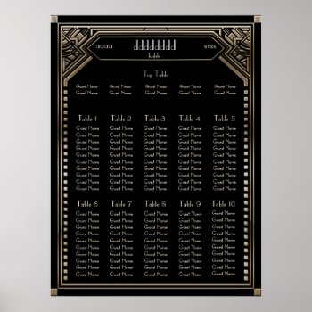 Faux Gold Art Deco Gatsby Wedding Seating Chart by Truly_Uniquely at Zazzle