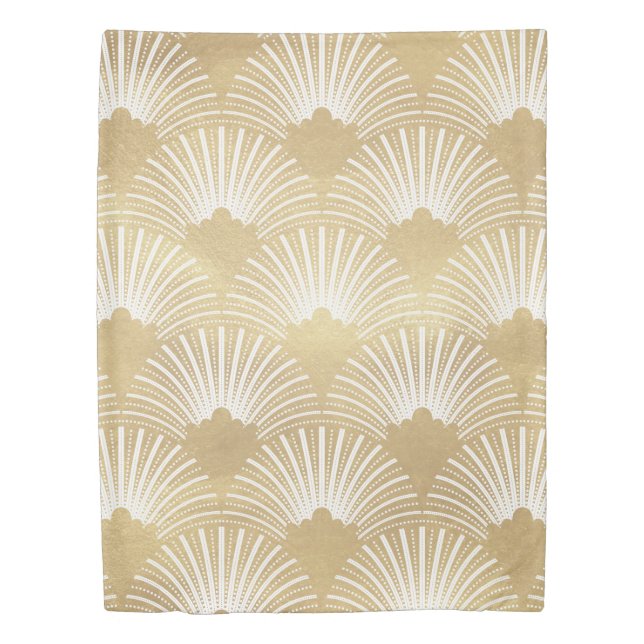 Faux Gold Art-Deco Pattern Duvet Cover (Front)