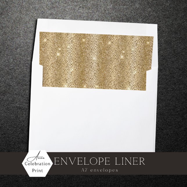 Faux Gold Art Deco Sparkling Glitter Envelope Liner (Creator Uploaded)