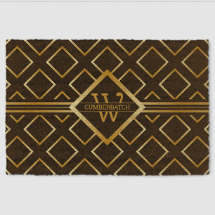 Faux Gold Axis Monogram – Black & Gold Fiber Doormat