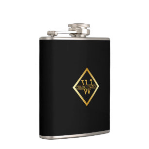 Faux Gold Axis Monogram – Black & Gold Flask